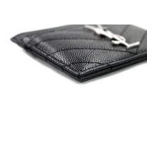 Saint Laurent Portacarte Cassandre Matelassè Pelle Nera