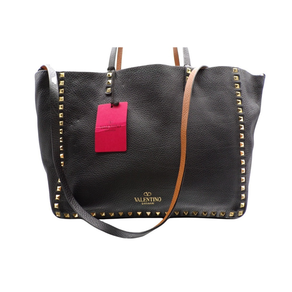 Valentino Rockstud Reversibile Nera/ Caramel