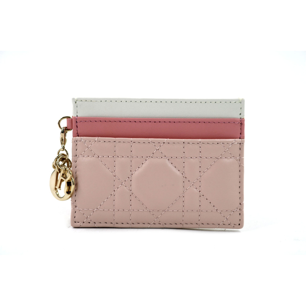 Dior Portacarte Freesia Pelle Rosa e Bianca