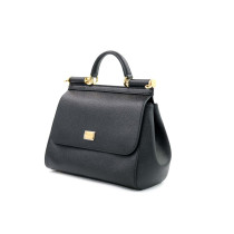 Dolce & Gabbana Sicily Media Pelle Saffiano Nera
