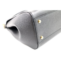 Dolce & Gabbana Sicily Media Pelle Saffiano Nera