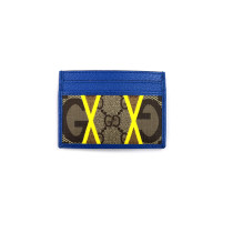 Gucci Portacarte Tessuto e Pelle Beige e Blu
