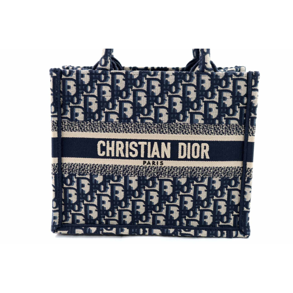 Dior Book Tote Piccola Tessuto Blu