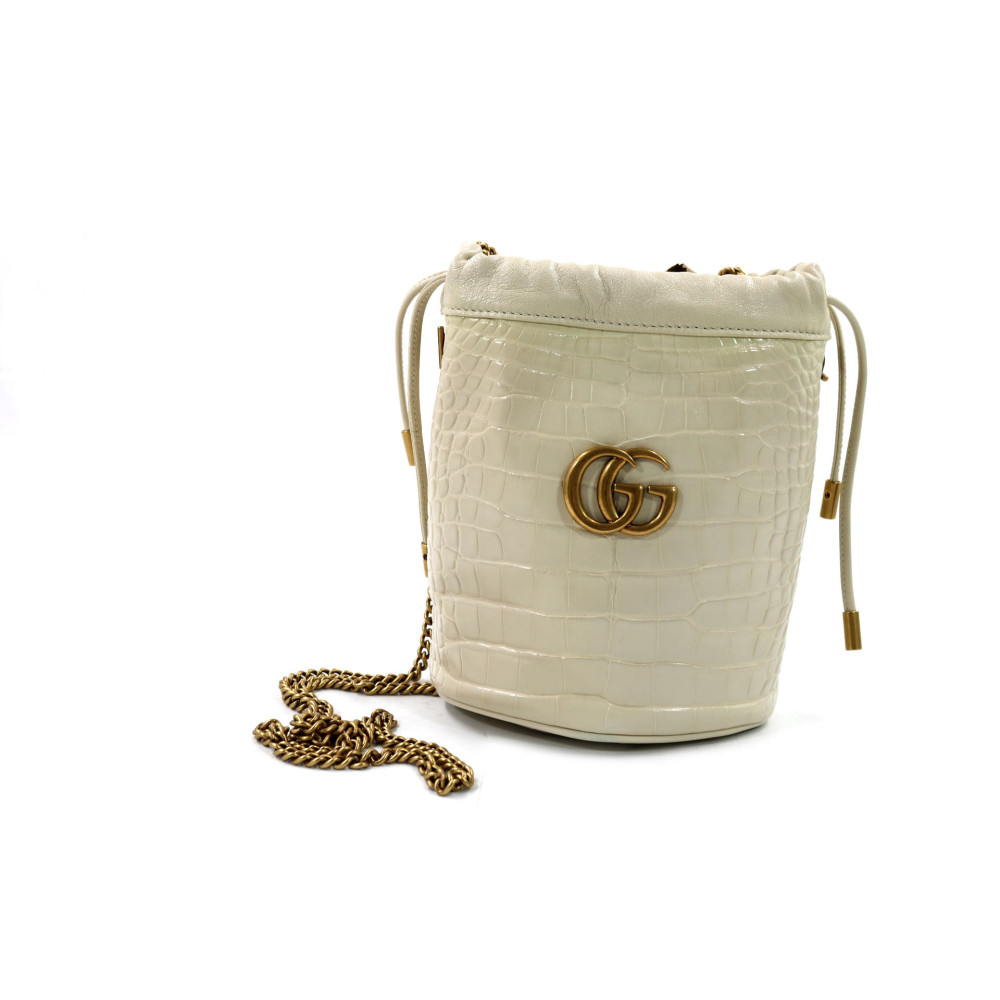 Gucci Secchiello Pelle Bianco Vintage