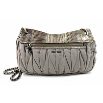 Miu Miu Tracolla Tessuto Grigio