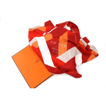 Hermes Foulard " Enduo" Seta Rossa, Bianca e Arancio