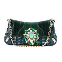 Dolce & Gabbana Pochette Tweed e Pelle Verde
