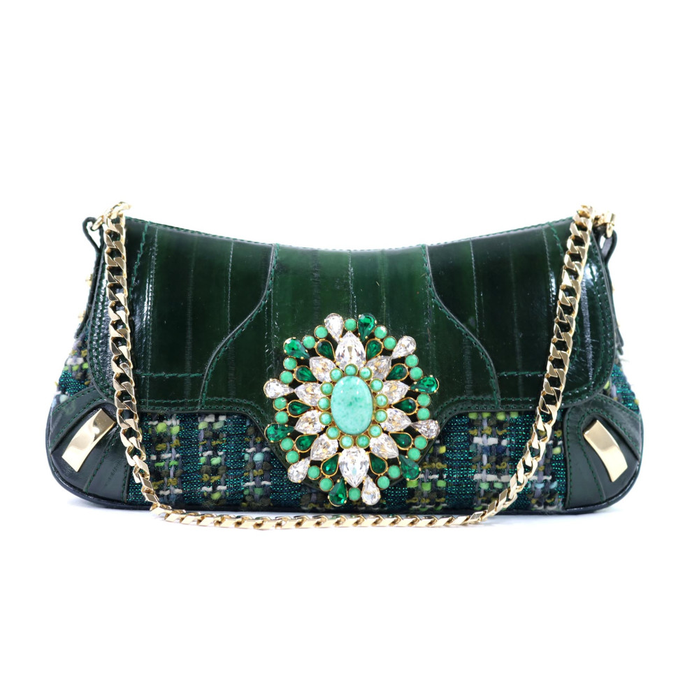 Dolce & Gabbana Pochette Tweed e Pelle Verde
