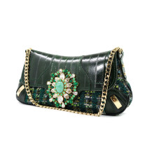 Dolce & Gabbana Pochette Tweed e Pelle Verde