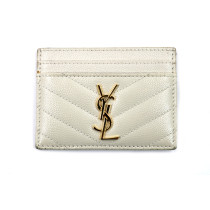 Saint Laurent Portacarte Cassandre Matelassè Pelle Bianca