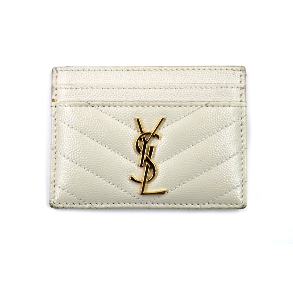 Saint Laurent Portacarte Cassandre Matelassè Pelle Bianca