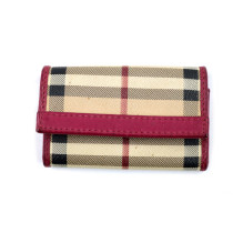 Burberry Portachiavi Check Beige e Fucsia