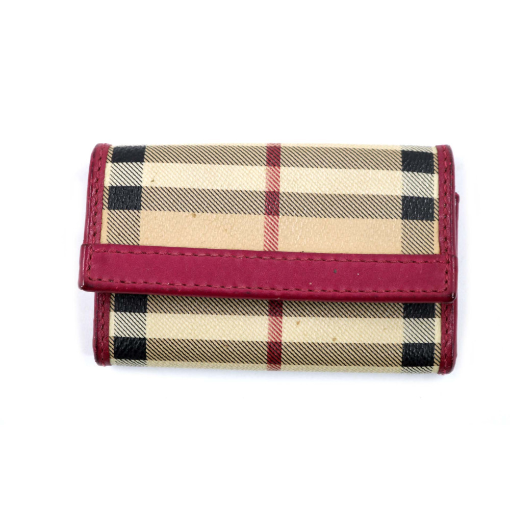 Burberry Portachiavi Check Beige e Fucsia