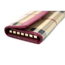 Burberry Portachiavi Check Beige e Fucsia