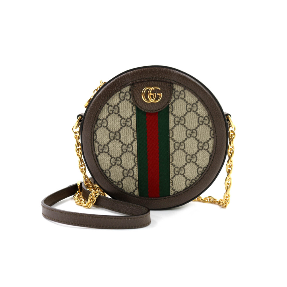 Gucci Tracolla Ophidia Mini Rotonda GG Marrone