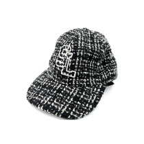 Saint Laurent Cappello Tessuto Nero e Bianco