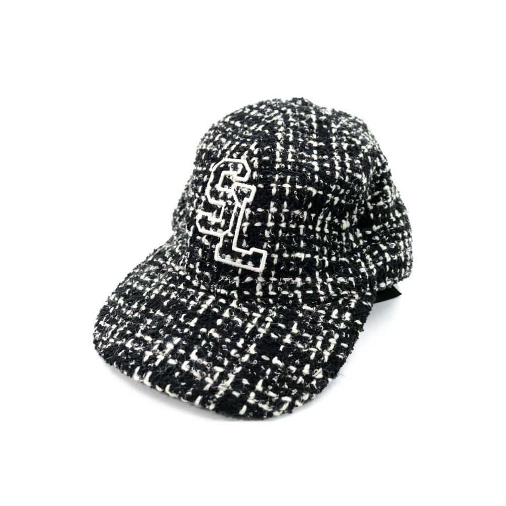 Saint Laurent Cappello Tessuto Nero e Bianco