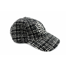 Saint Laurent Cappello Tessuto Nero e Bianco