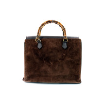 Gucci Bamboo Handbag Tote Camoscio Marrone