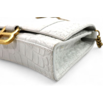 Balenciaga HourGlass Pelle Stampa Cocco Bianca