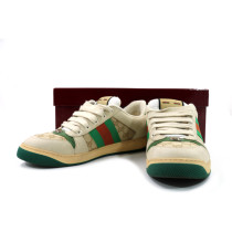 Gucci Sneacker Screener Tessuto Beige e Verde