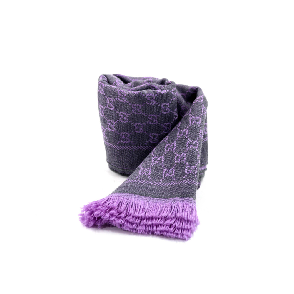Gucci Sciarpa Lana Grigia e Glicine