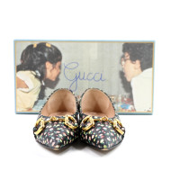 Gucci Ballerine Liberty Flower Pelle Nera e Fantasia