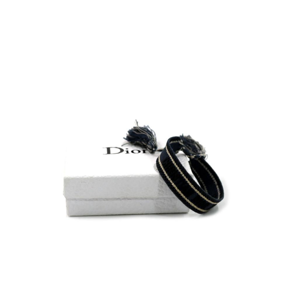Dior Bracciale Tela Blu, Bianca e Nera