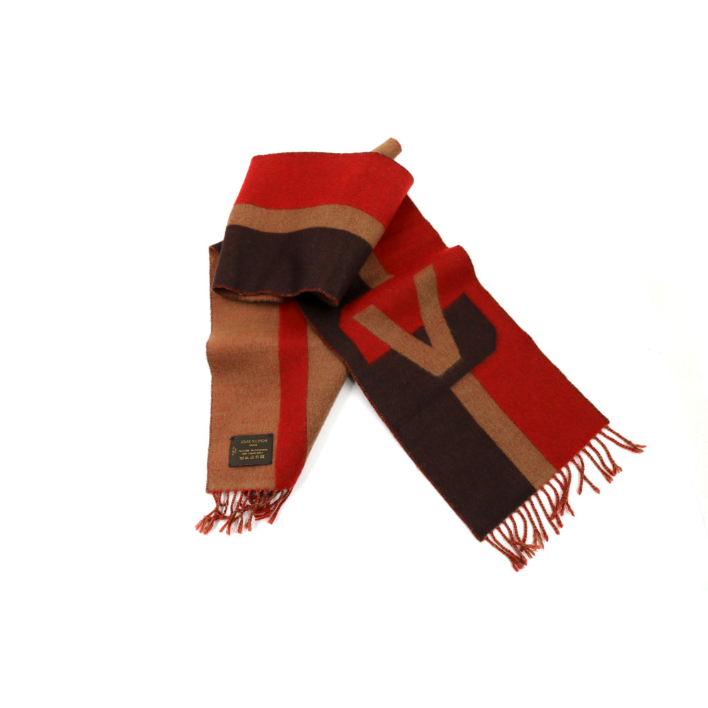 Louis Vuitton Sciarpa Cashmere Beige e Rosso