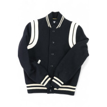 Saint Laurent Giacca Teddy Jacket Lana e Pelle Nera e Bianca