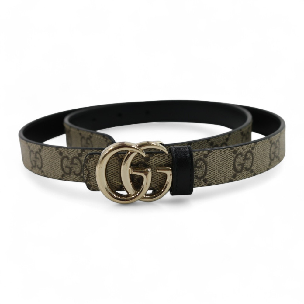Gucci Cintura Reversibile GG e Pelle Marrone e Nera