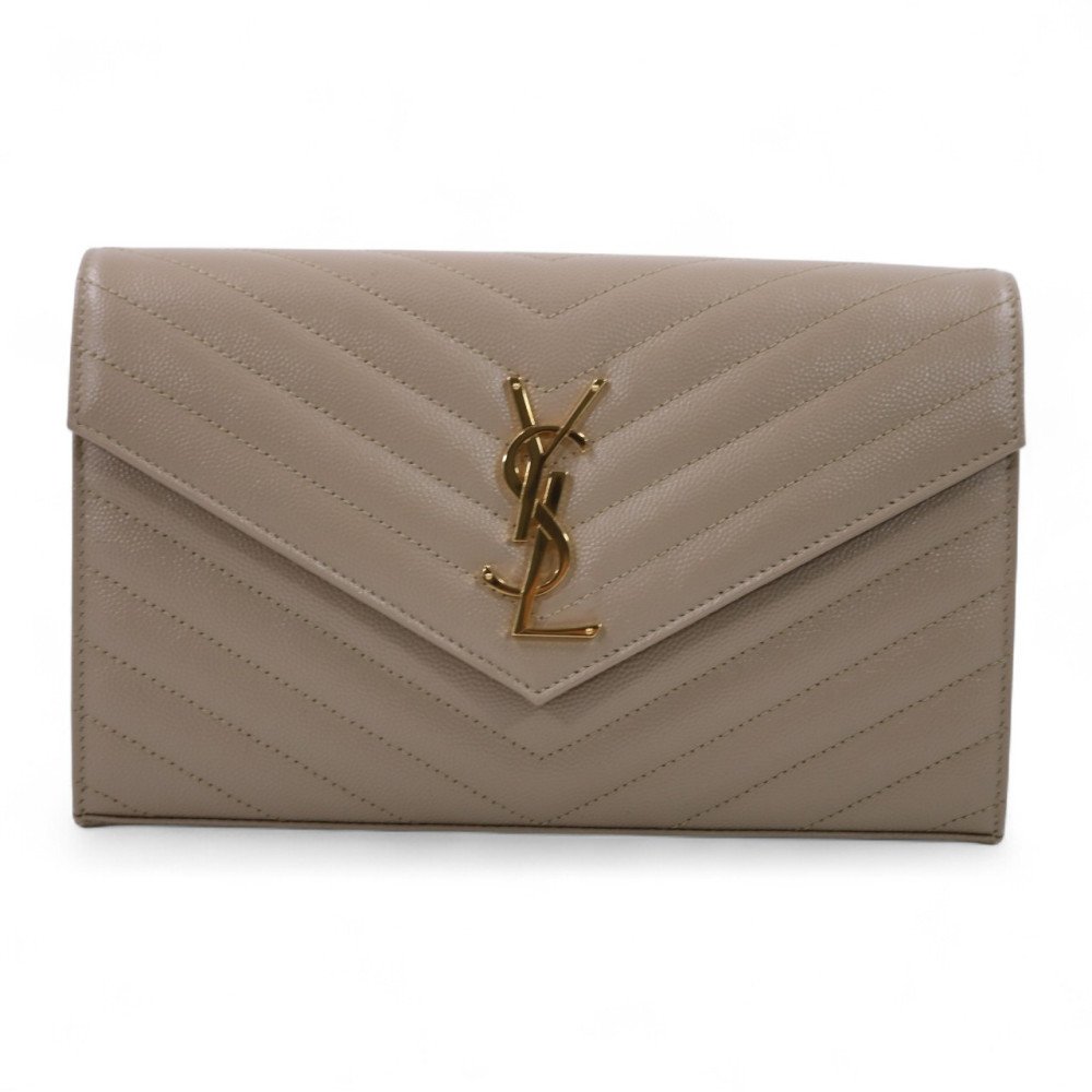 Saint Laurent Cassandre Pelle Dark Beige