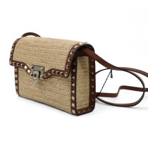 Valentino Tracolla Rafia Beige