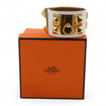 Hermes Collier De Chien Pelle Bianca