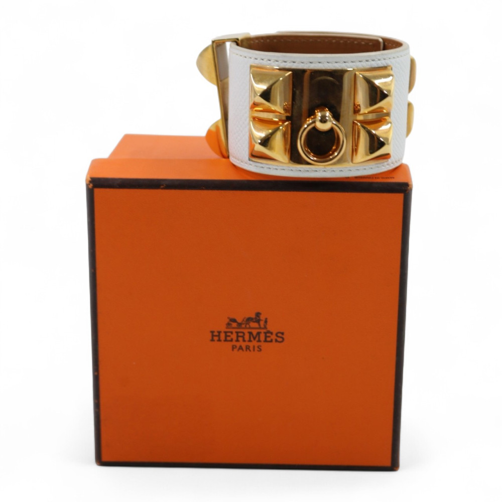 Hermes Collier De Chien Pelle Bianca