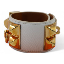 Hermes Collier De Chien Pelle Bianca