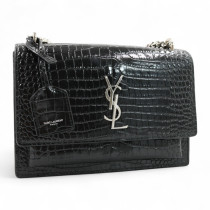 Saint Laurent Sunset Pelle Cocco Vernis Nera
