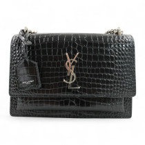 Saint Laurent Sunset Pelle Cocco Vernis Nera