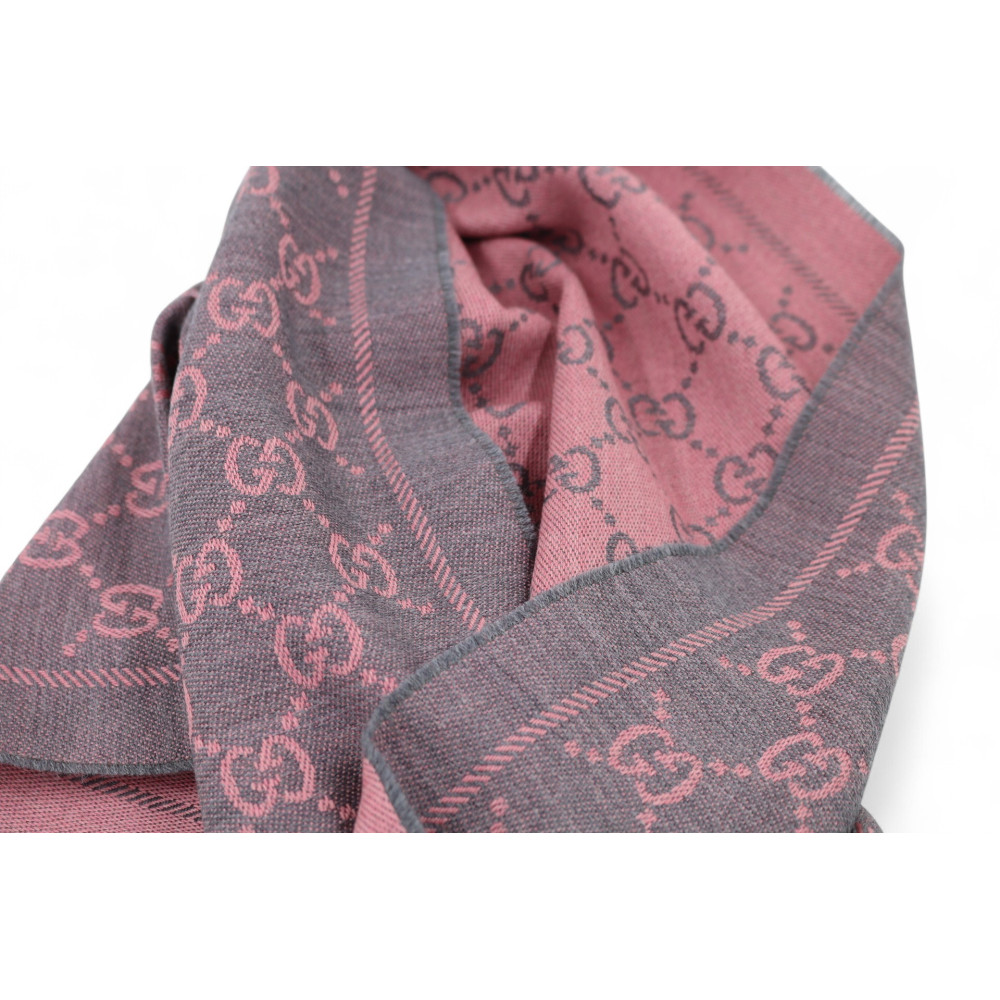 Gucci Stola Lana e Seta Grigia e Rosa