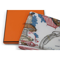 Hermes Foulard Carrè "Equipements a Cheval Sur L'elegance" Seta Bianca