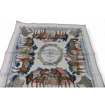Hermes Foulard Carrè "Equipements a Cheval Sur L'elegance" Seta Bianca