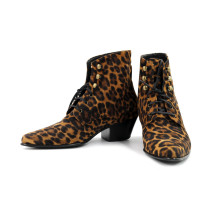 Saint Laurent Stivaletti Kiki Lace-Up Suede Animalier