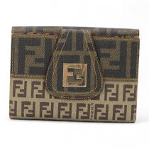 Fendi Portafoglio Bifold Tela Zucca e Zucchino Marrone