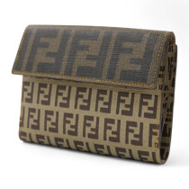 Fendi Portafoglio Bifold Tela Zucca e Zucchino Marrone