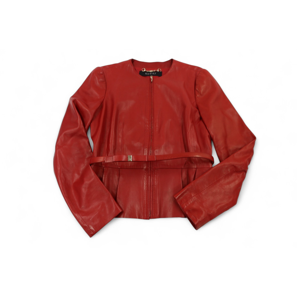 Gucci Giacca Pelle Rossa