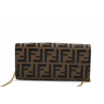 Fendi Continental Chain Pelle di Vitello Marrone