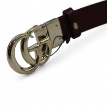 Gucci Cintura Reversibile GG Beige e Pelle Bordeaux