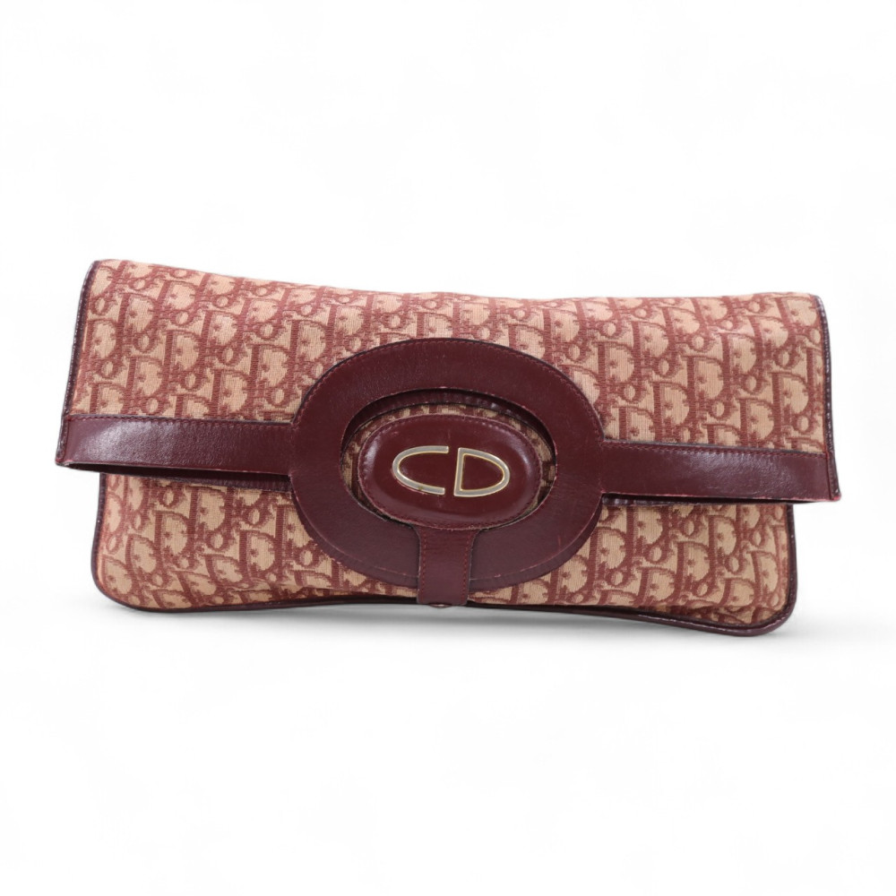 Dior Maxi Pochette Vintage Tela Oblique Bordeaux