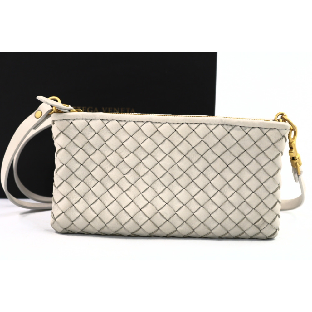 Bottega Veneta Pochette Pelle Bianco Ghiaccio