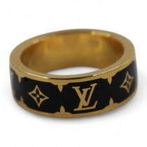 Louis Vuitton Anello Nanogram Enamel Metallo Nero